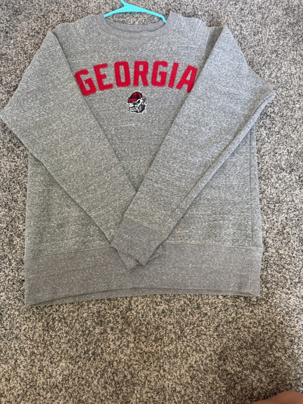Champion Gray Crewneck Sweatshirt with Red "GEORGIA" Applique